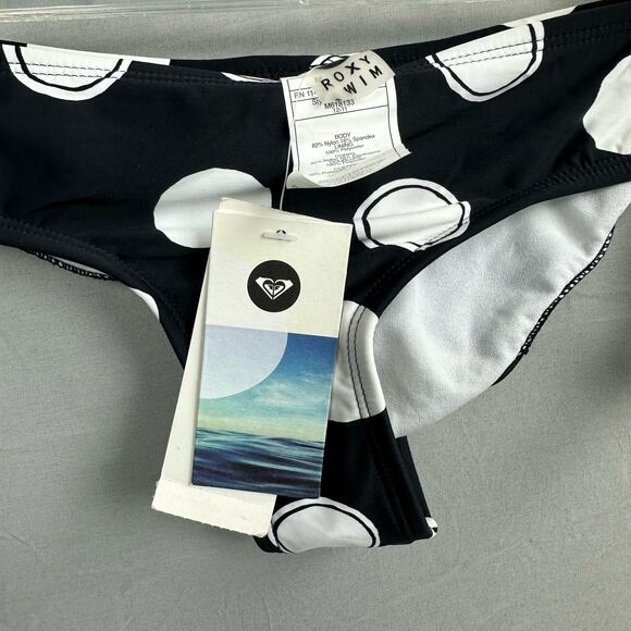 Roxy Moonbeach Women’s Medium Ruched Bikini Brief Large Polka Dots - Picture 3 of 6